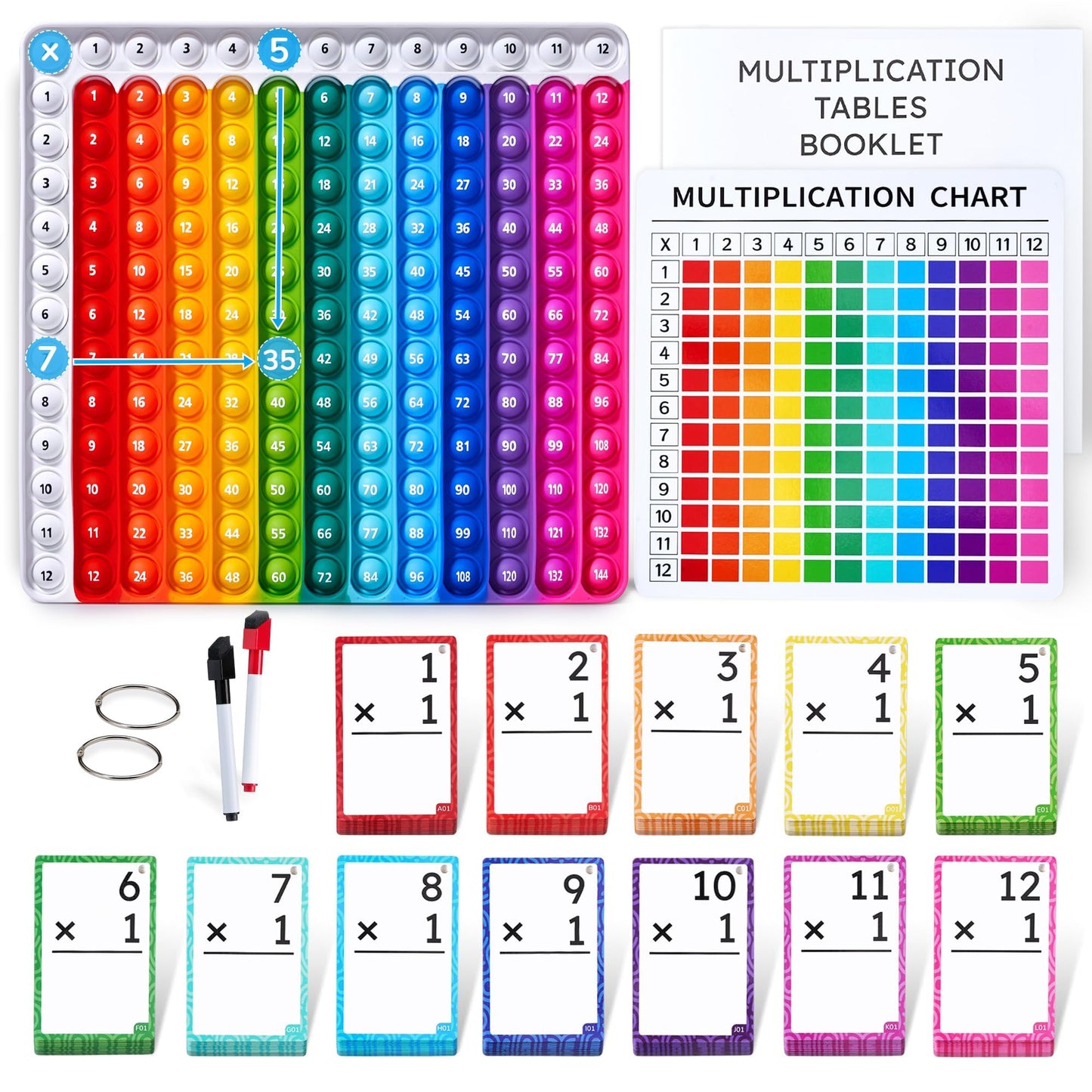 Math Flash Cards with Fidget Learning Chart