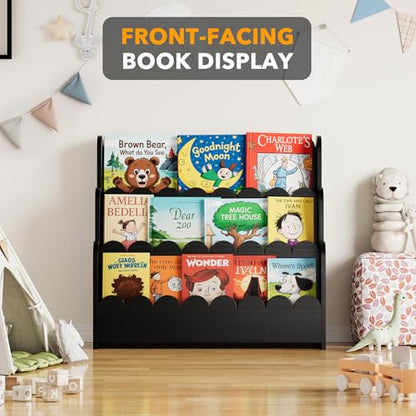 3-Tier Montessori Wooden Bookshelf for Toddlers