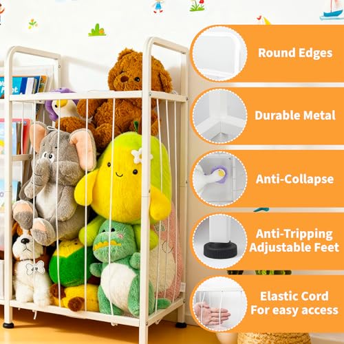 3-Tier Kids Bookshelf with Stuffed Animal Storage