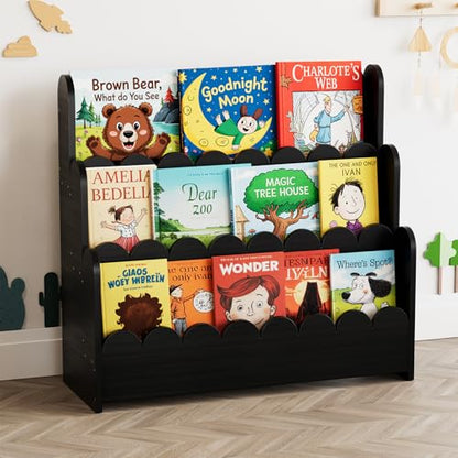 3-Tier Montessori Wooden Bookshelf for Toddlers