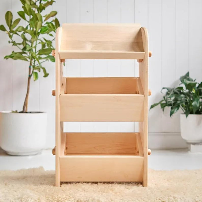 3-Tier Natural Wood Kids Bookshelf Organizer