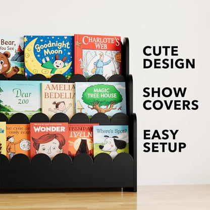 3-Tier Montessori Wooden Bookshelf for Toddlers