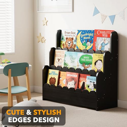 3-Tier Montessori Wooden Bookshelf for Toddlers