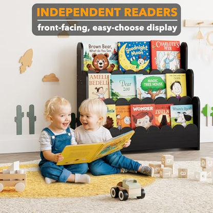 3-Tier Montessori Wooden Bookshelf for Toddlers