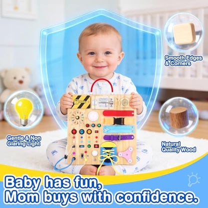 Montessori Busy Board for Toddlers 1-3 Years