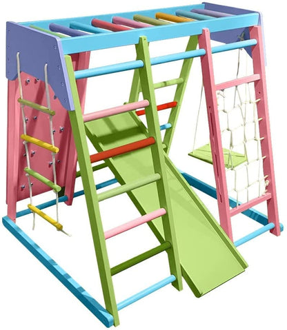 6-in-1 Wooden Indoor Playground Climber for Kids