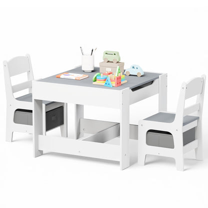 Kinder King 4 in 1 Kids Wood Table & 2 Chairs Set