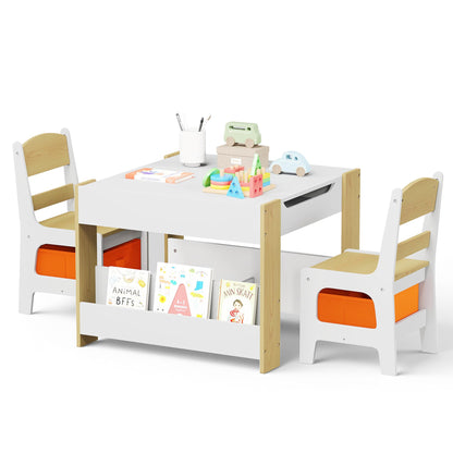 Kinder King 4 in 1 Kids Wood Table & 2 Chairs Set