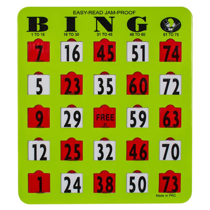 Large Print Bingo Cards with Sliding Windows