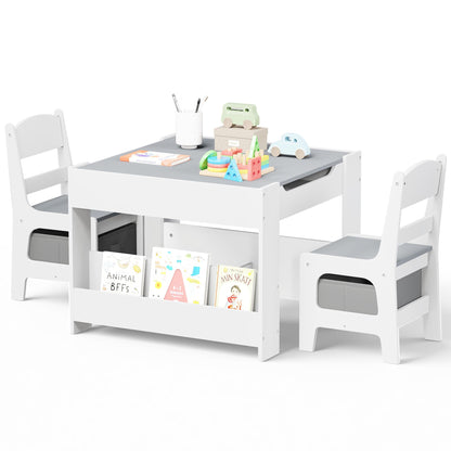 Kinder King 4 in 1 Kids Wood Table & 2 Chairs Set