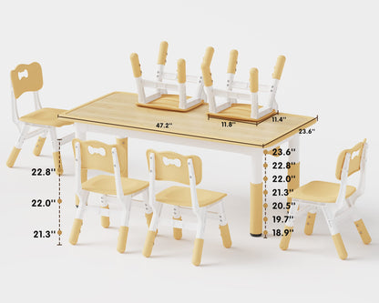 Brelley Height Adjustable Toddler Table and 6 Chairs Set