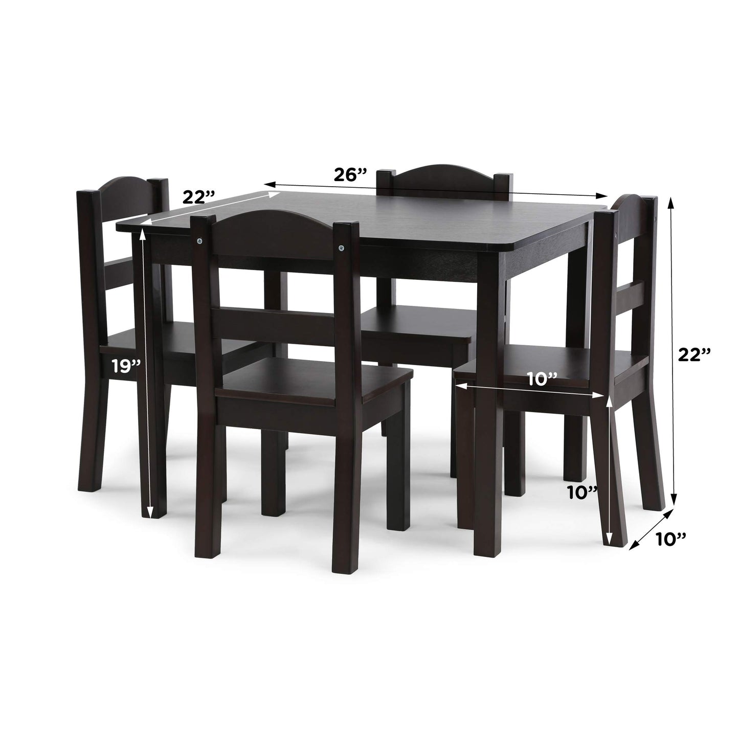 Humble Crew Kids Wood Table & 4 Chairs Set, Toddler
