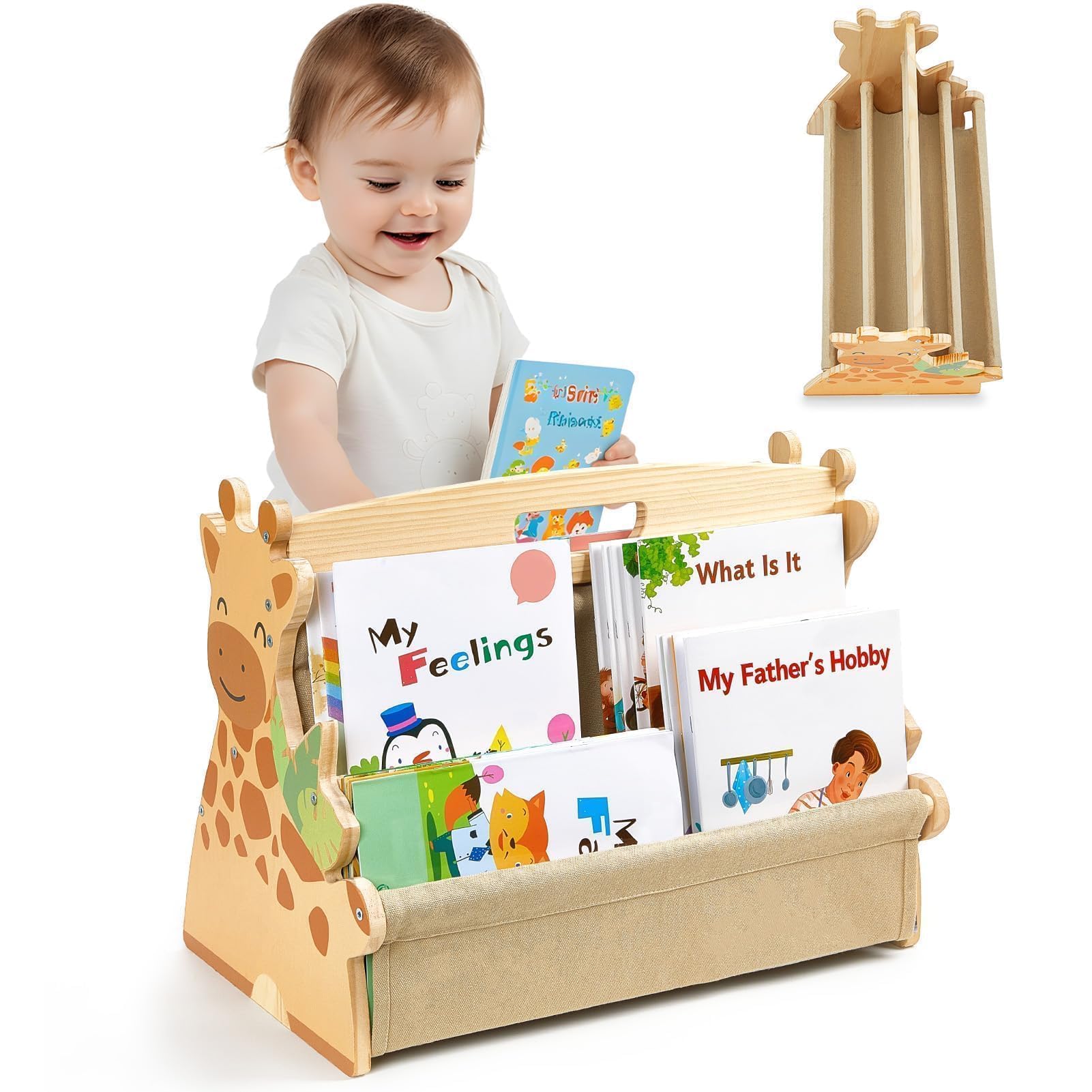 Double-Sided 4-Tier Montessori Kids Bookshelf