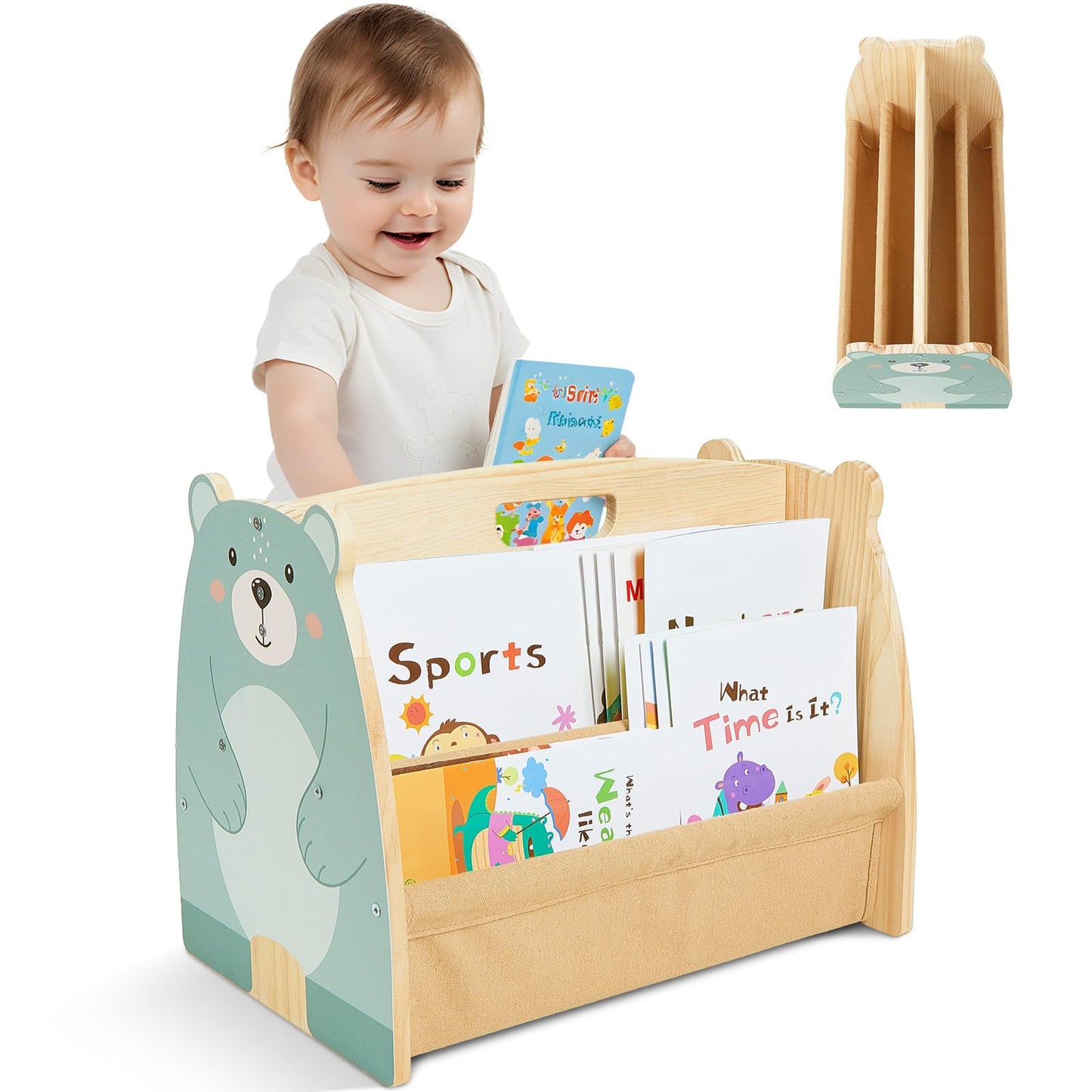 Double-Sided 4-Tier Montessori Kids Bookshelf