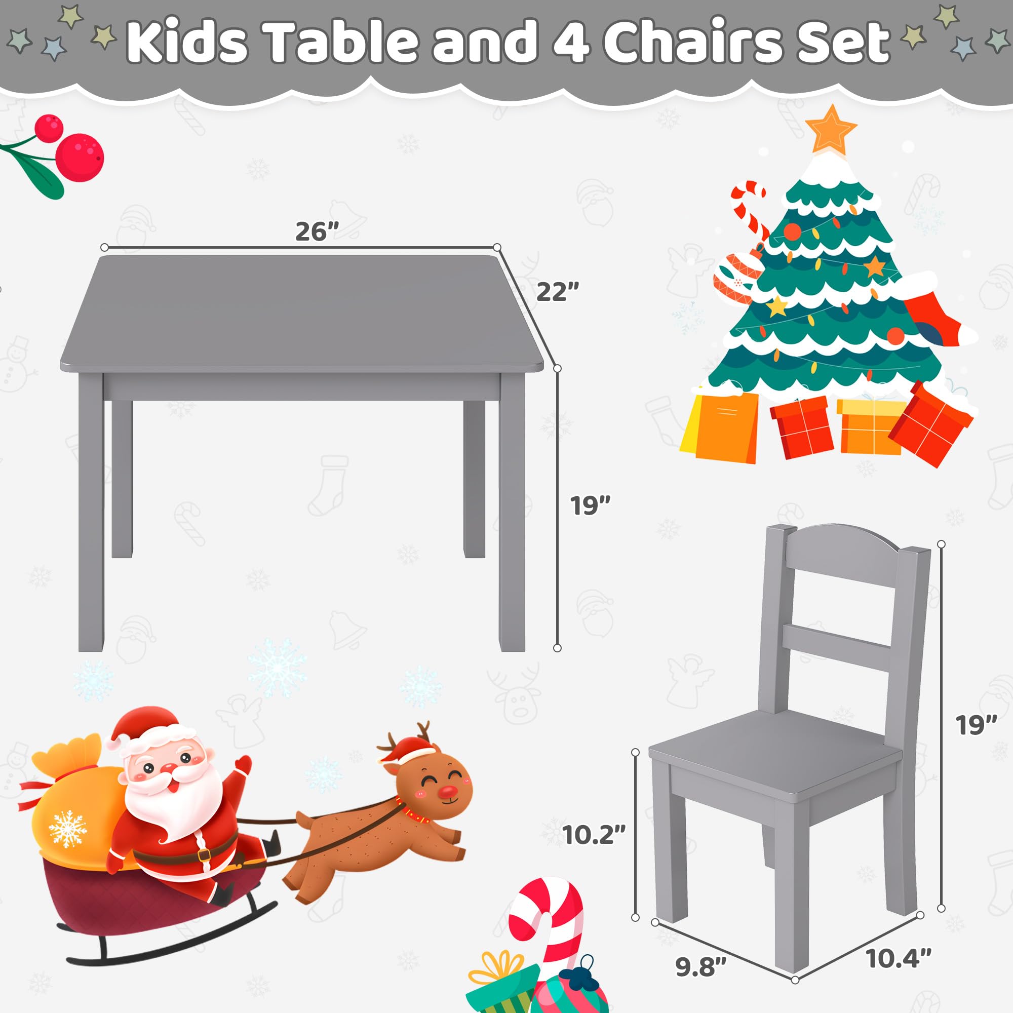 Wooden Kids Table and Chairs Set for Activities