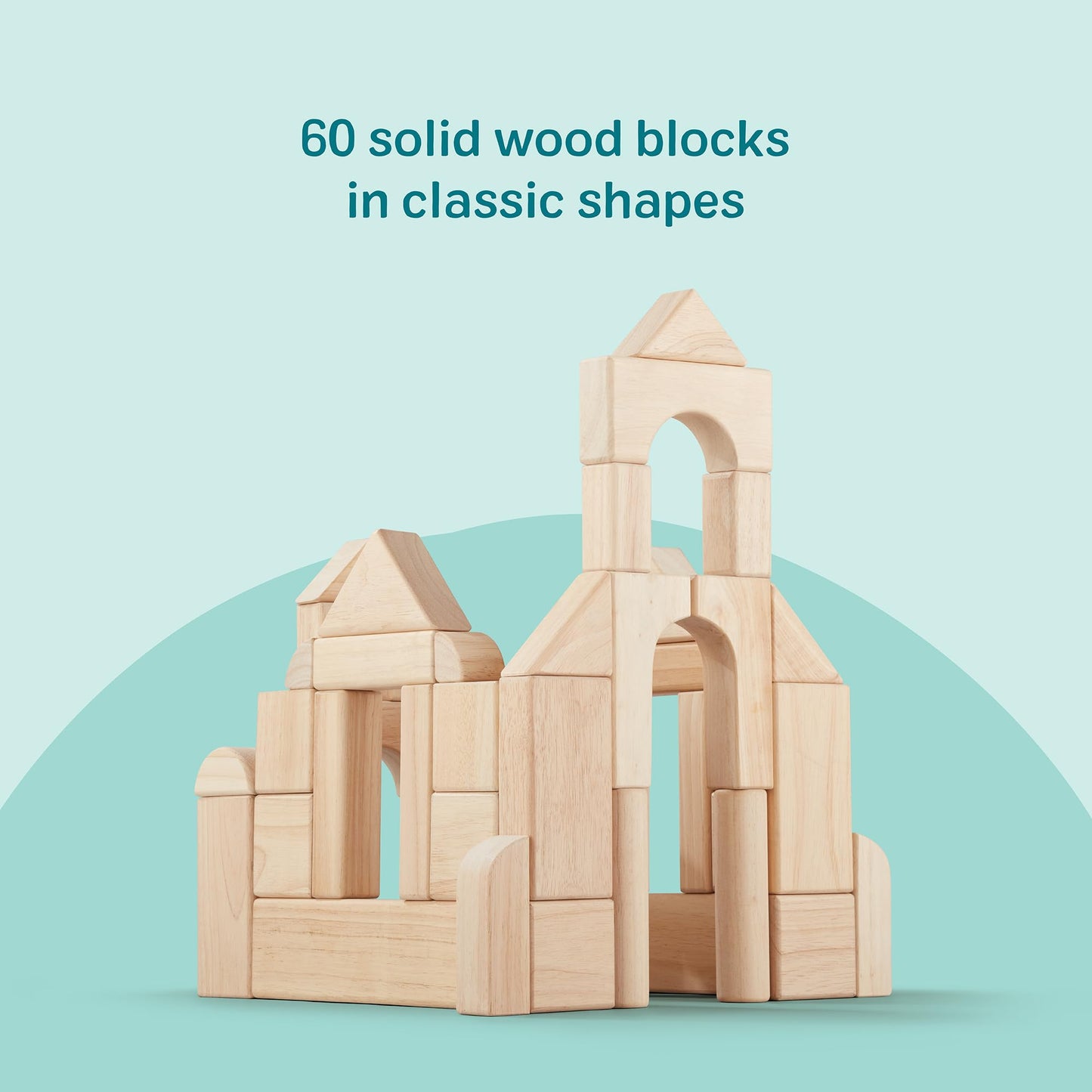 60-Piece Wooden Building Blocks Set