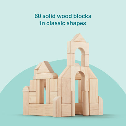 60-Piece Wooden Building Blocks Set