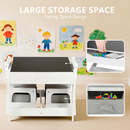 Kinder King 4 in 1 Kids Wood Table & 2 Chairs Set