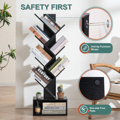 Tree Shape Kids Bookshelf with 6 Shelves