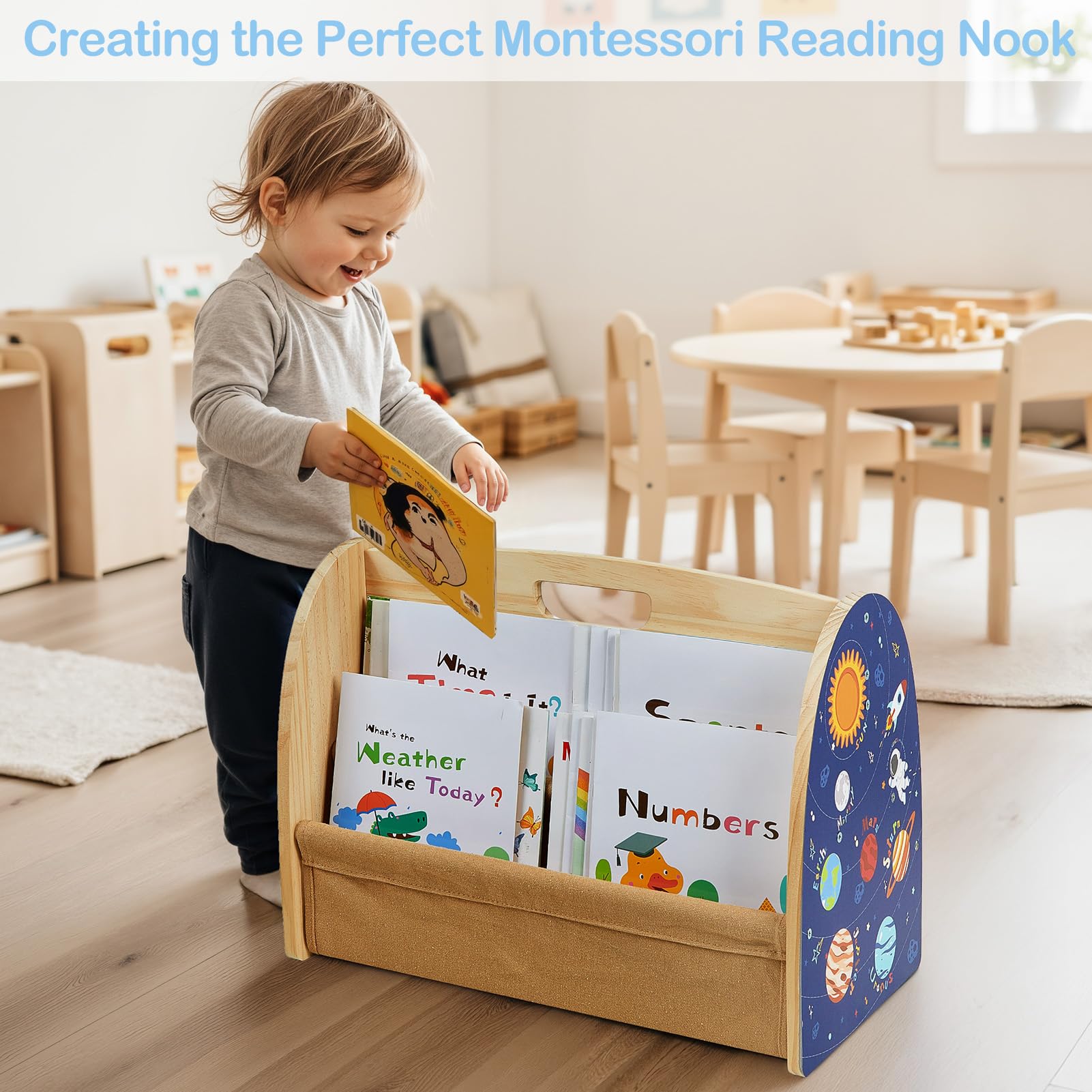 Double-Sided 4-Tier Montessori Kids Bookshelf