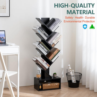 Tree Shape Kids Bookshelf with 6 Shelves