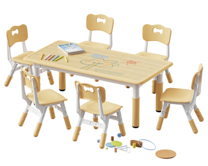 Brelley Height Adjustable Toddler Table and 6 Chairs Set