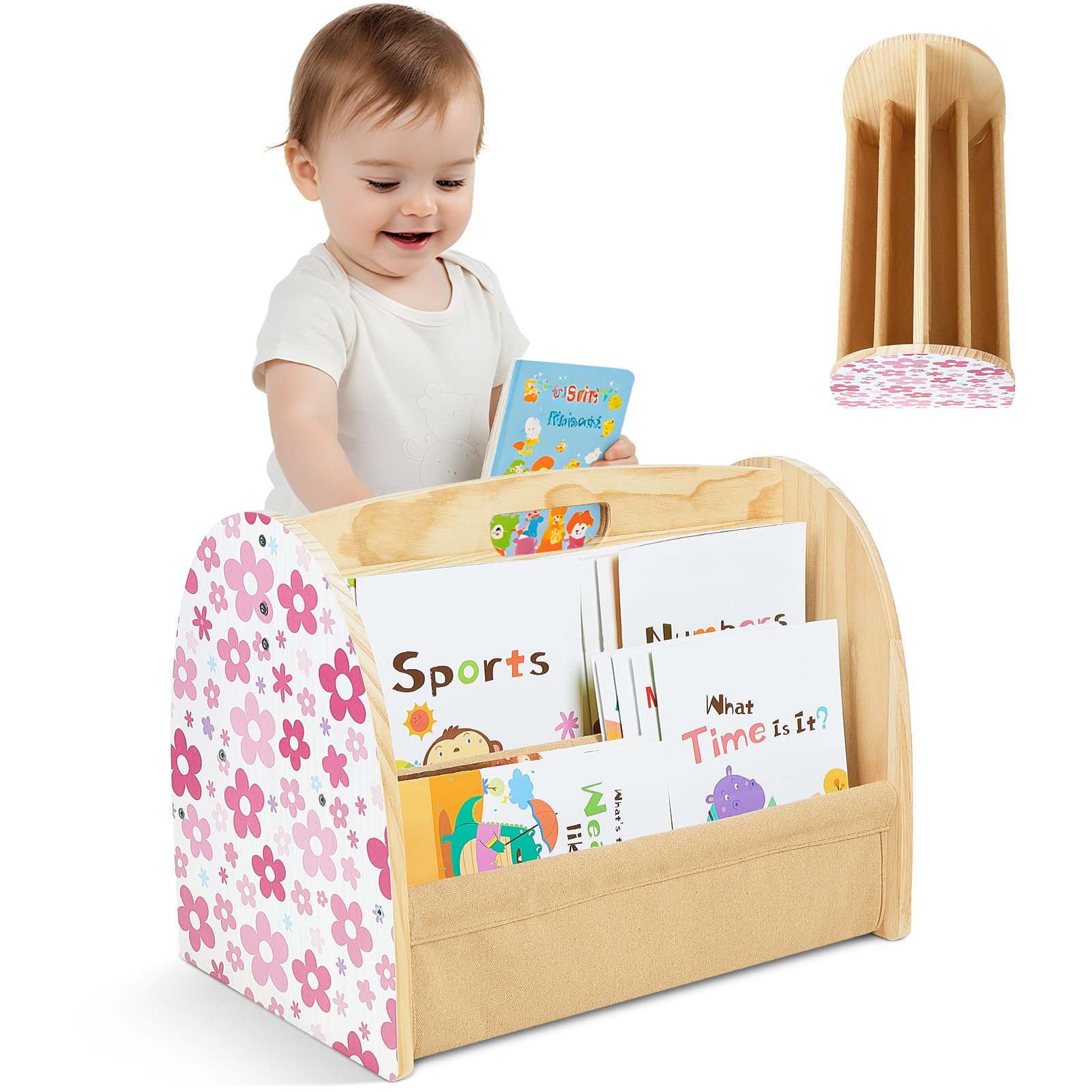 Double-Sided 4-Tier Montessori Kids Bookshelf