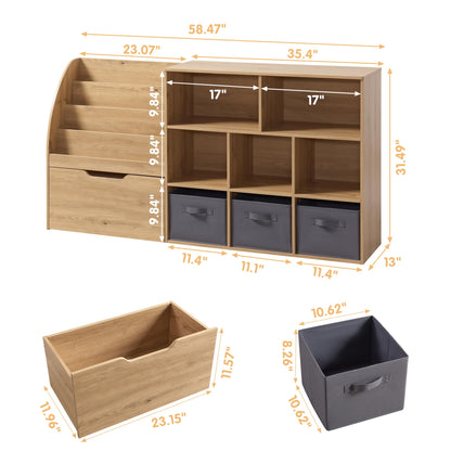 Kids Toy Storage Organizer with Bookshelf Drawers
