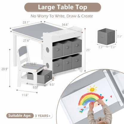 Kids Activity Table and Chair Set with Storage Bins