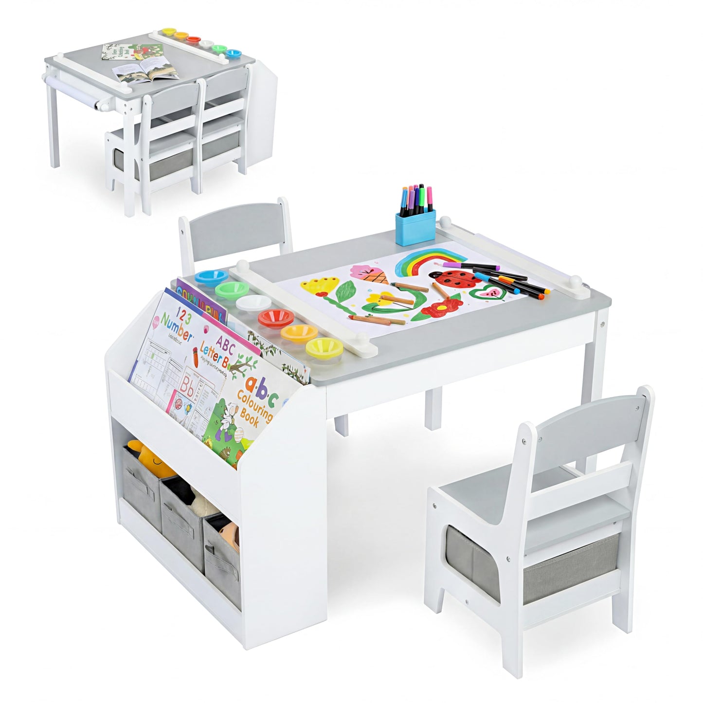 Kids Activity Table and Chair Set with Storage Bins