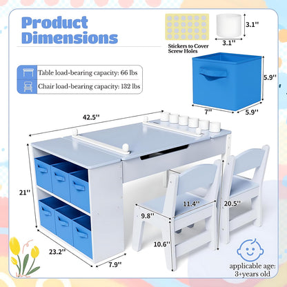 3-in-1 Kids Art Table and Easel Set
