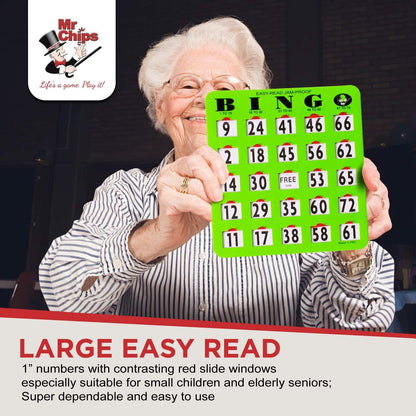 Large Print Bingo Cards with Sliding Windows