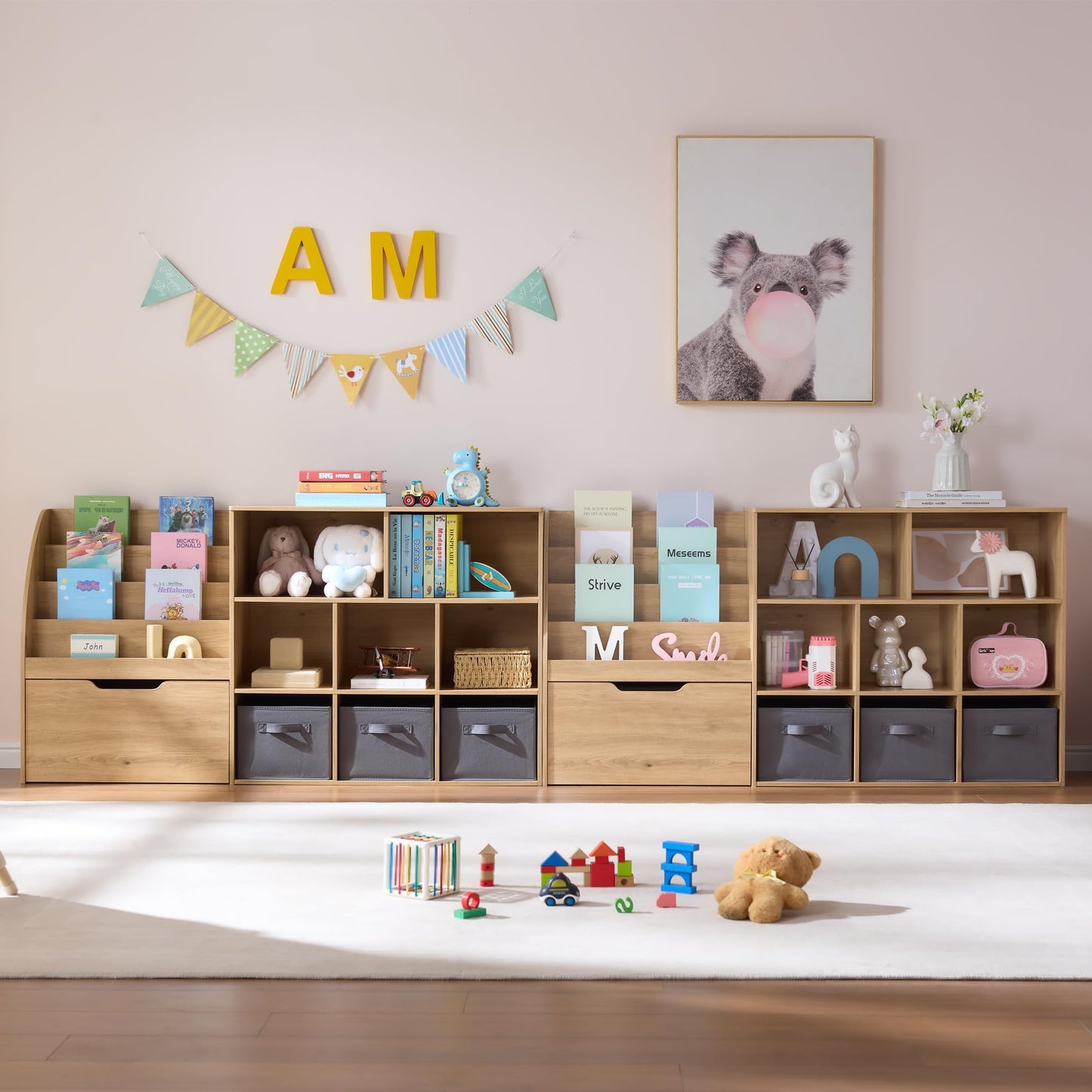 Kids Toy Storage Organizer with Bookshelf Drawers
