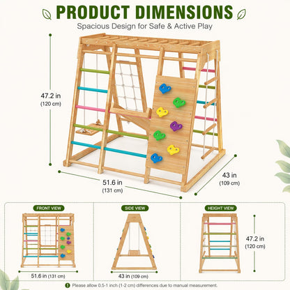 6-in-1 Wooden Indoor Playground Climber for Kids