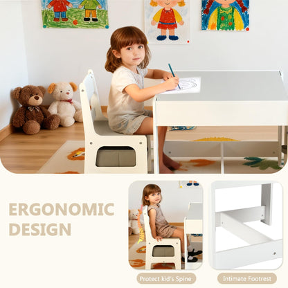 Kinder King 4 in 1 Kids Wood Table & 2 Chairs Set