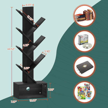 Tree Shape Kids Bookshelf with 6 Shelves