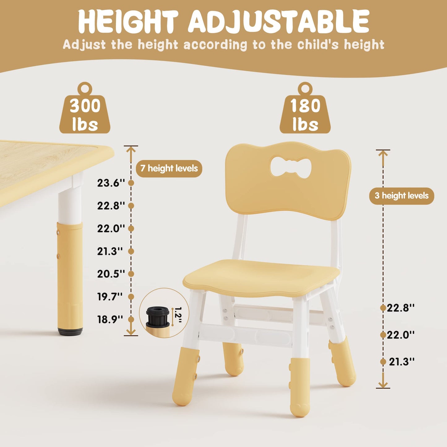 Brelley Height Adjustable Toddler Table and 6 Chairs Set