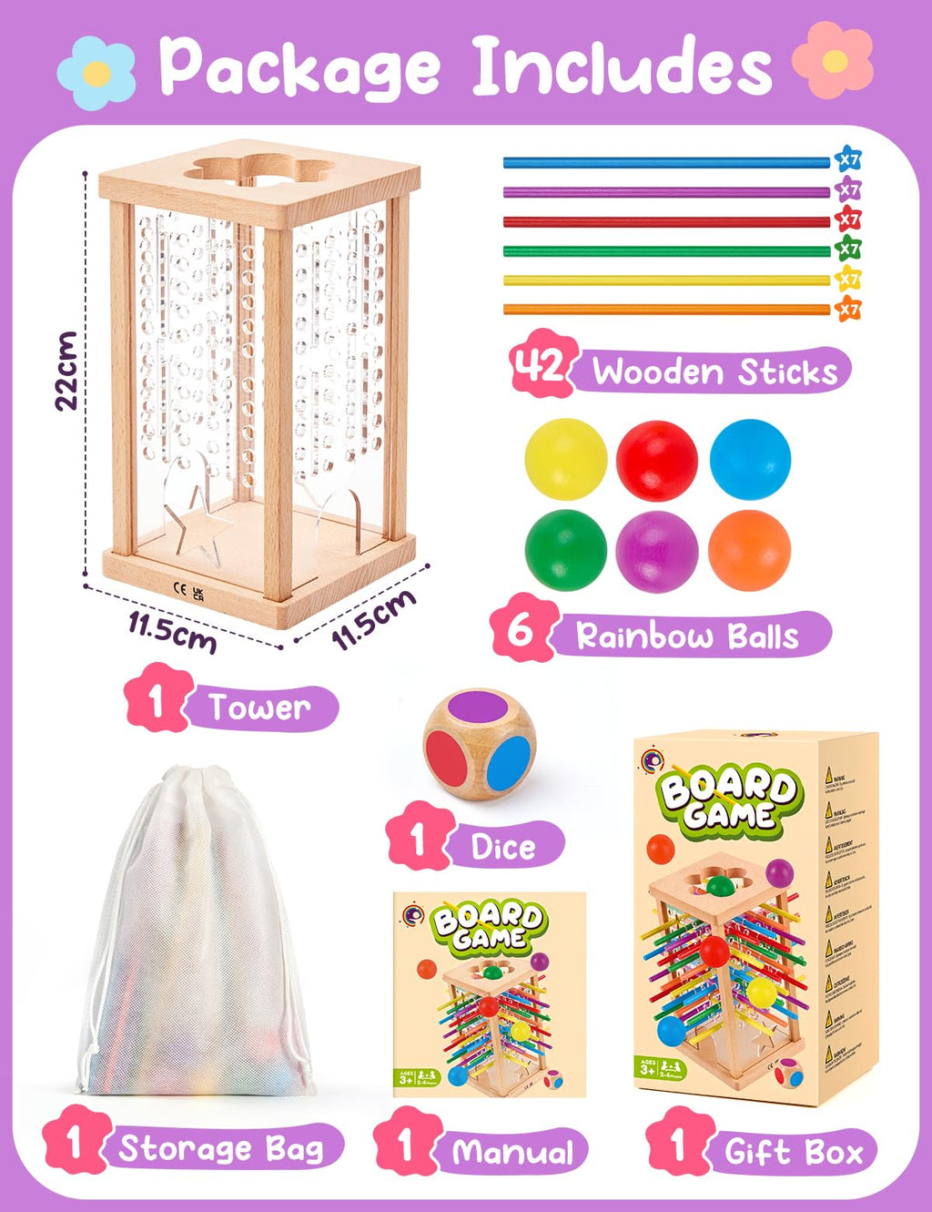 Montessori Wooden Math Board Game for Kids 3+
