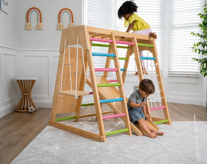 6-in-1 Wooden Indoor Playground Climber for Kids