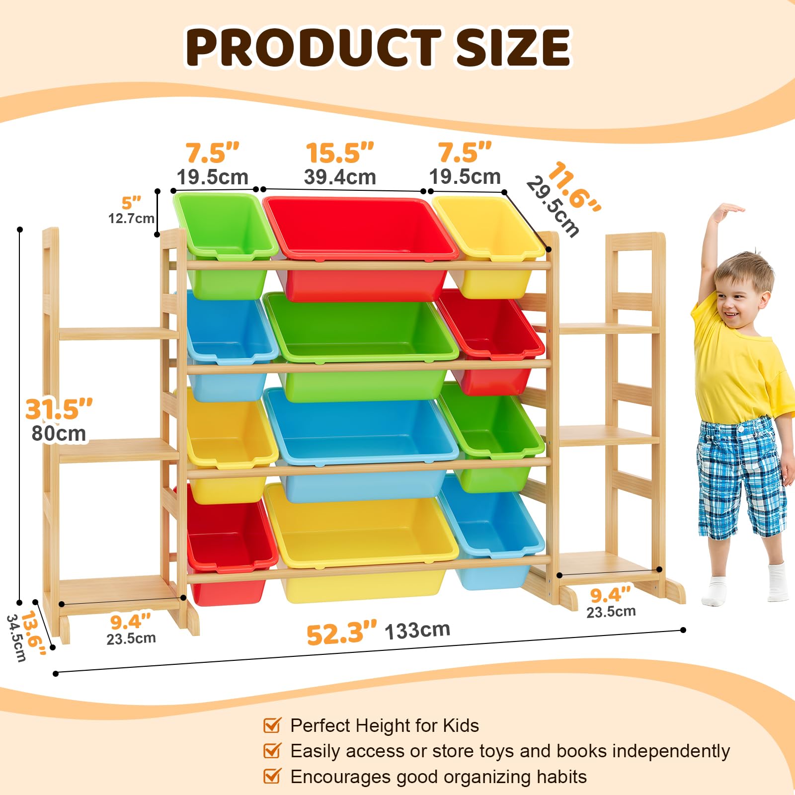 Large Kids Toy Storage Organizer with Shelves & Bins