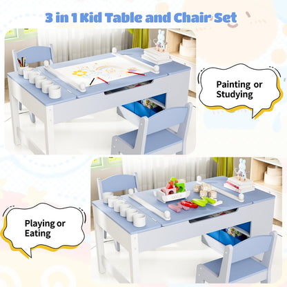 3-in-1 Kids Art Table and Easel Set