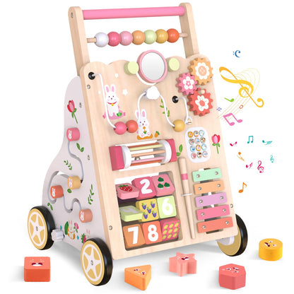 10-in-1 Montessori Wooden Baby Walker for Toddlers