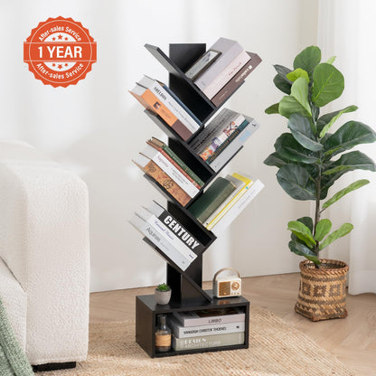 Tree Shape Kids Bookshelf with 6 Shelves