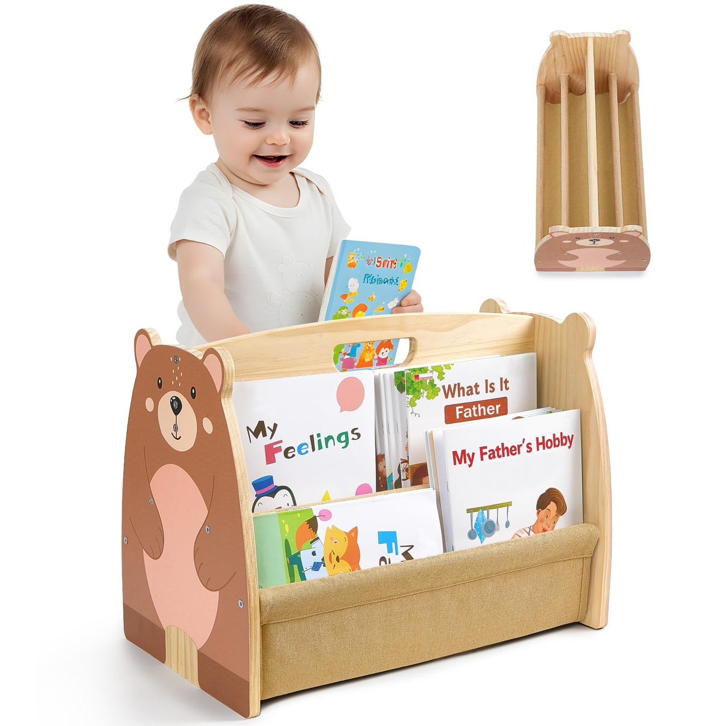 Double-Sided 4-Tier Montessori Kids Bookshelf