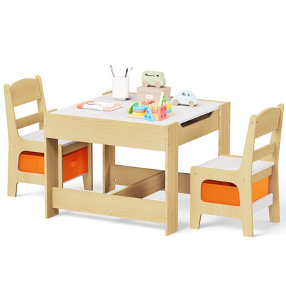 Kinder King 4 in 1 Kids Wood Table & 2 Chairs Set