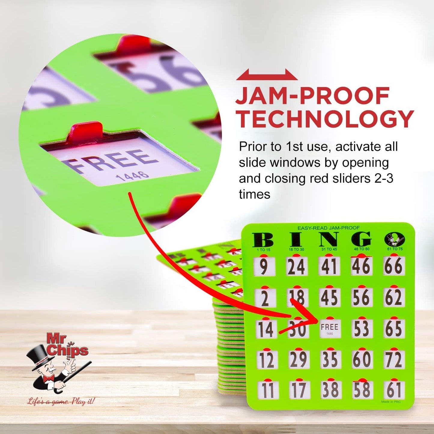 Large Print Bingo Cards with Sliding Windows