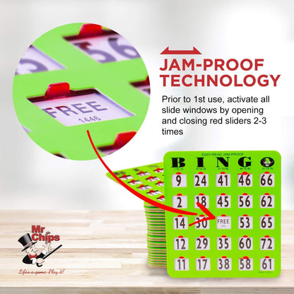 Large Print Bingo Cards with Sliding Windows