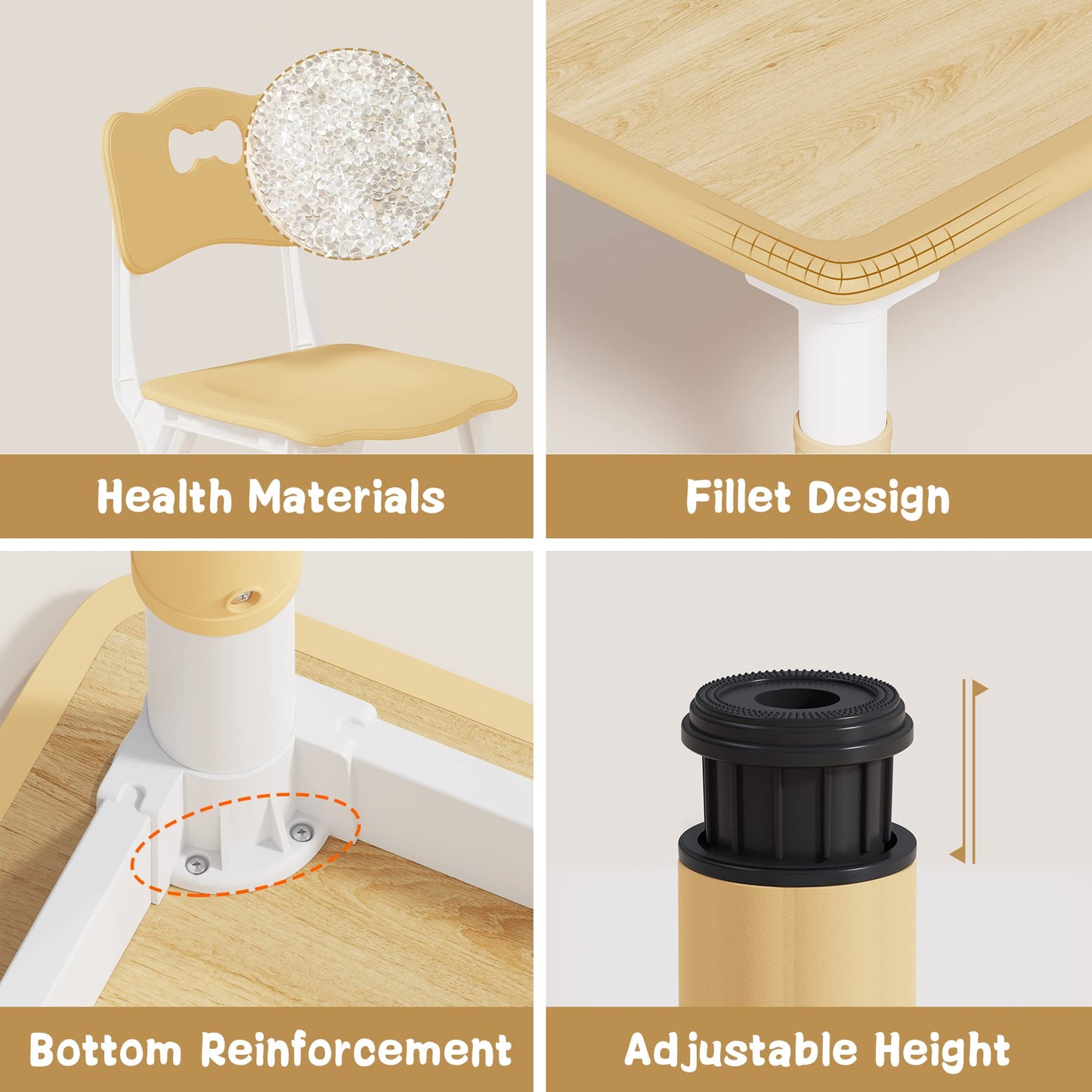 Brelley Height Adjustable Toddler Table and 6 Chairs Set