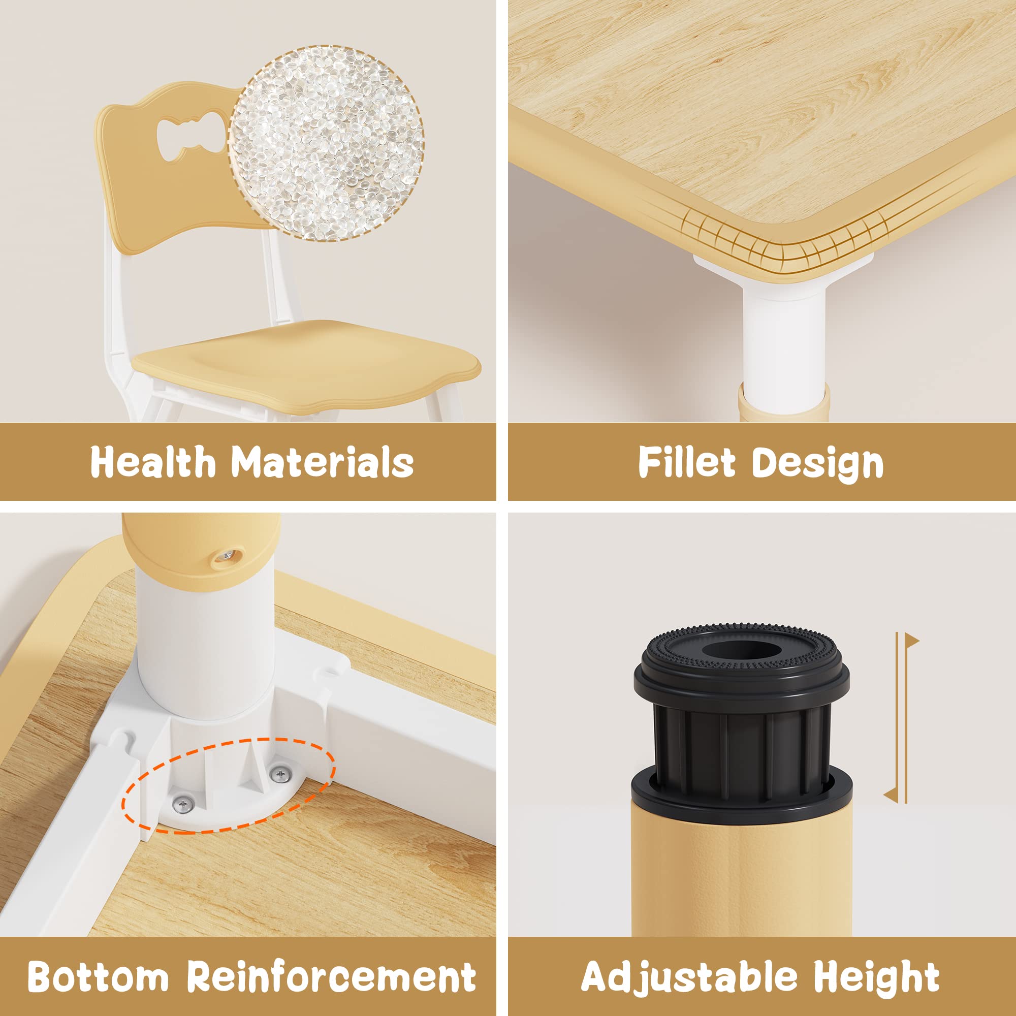 Brelley Height Adjustable Toddler Table and 6 Chairs Set