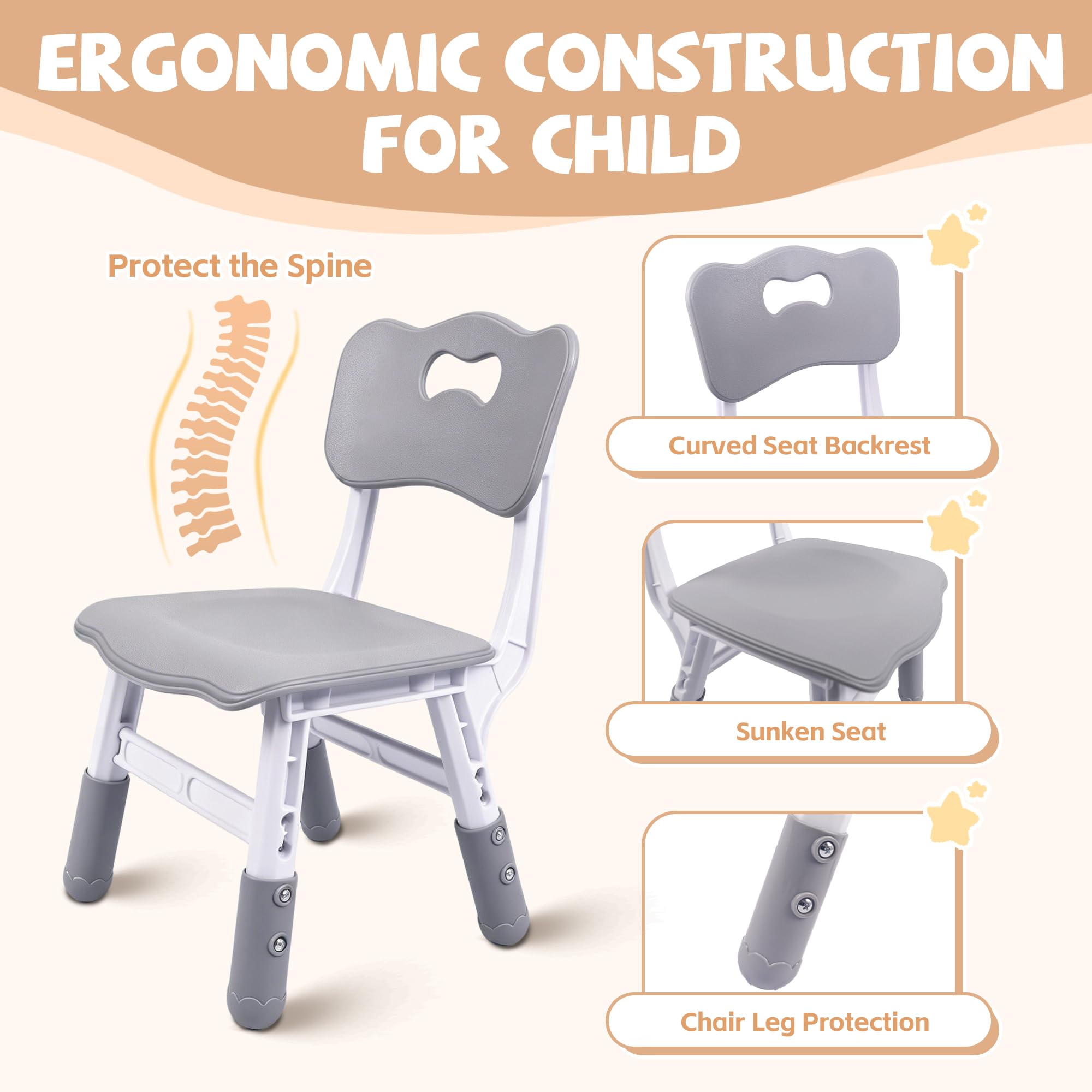 Height Adjustable Kids Table and Chairs Set